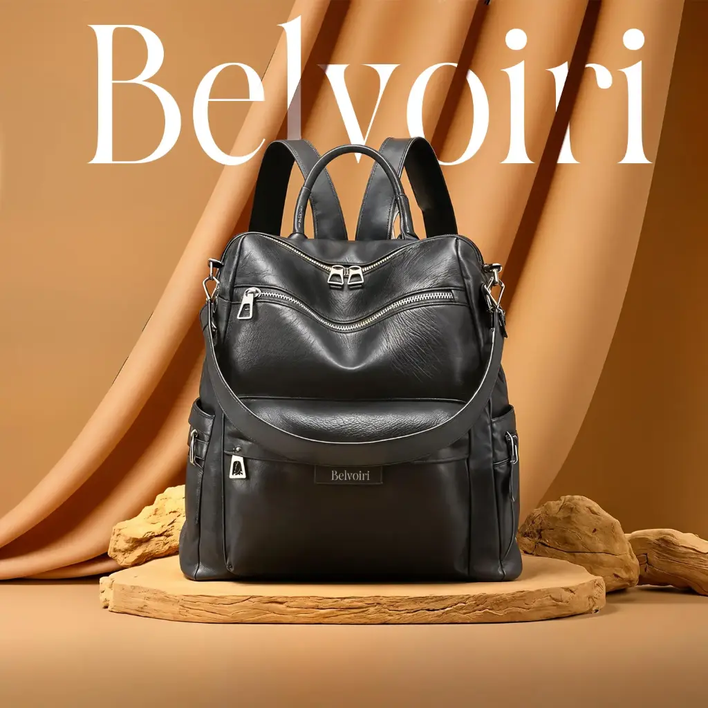 Belvoiri Black MultyPocket Black Backpack – Stylish Travel & Everydays Bag for Women | Lightweight, Compact & Versatile